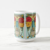 November Art Nouveau Stil mit Mums, gelbes Topaz Kaffeetasse (VorderseiteRechts)