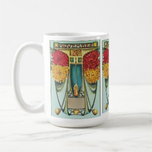 November Art Nouveau Stil mit Mums, gelbes Topaz Kaffeetasse