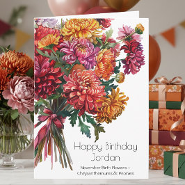 November Birth Flower Birthday Card | Mums & Peony Karte