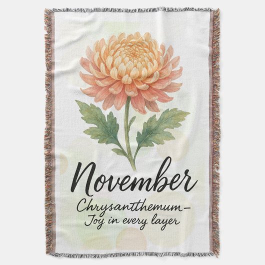 November Birth Month Throw Blanket – Chrysanthemum Decke (Vorderseite Vertikal)