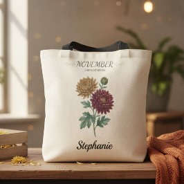 November Birthday Gift Birth Flower Botanical Tasche