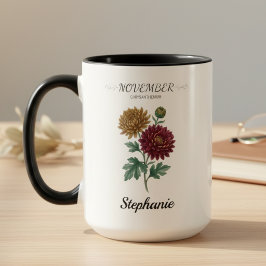 November Birthday Gift Birth Flower Botanical Tasse