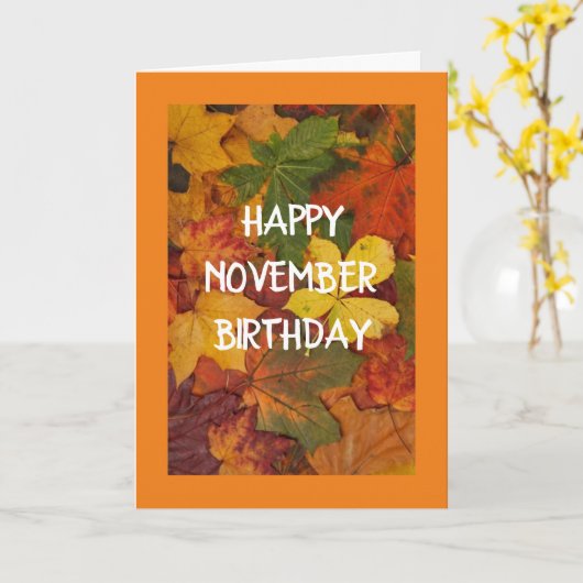**NOVEMBER BIRTHDAYS** VERLASST BLÄTTER BLÄTTER! KARTE (Gelbe Blume)