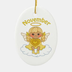November Birthstone Angel Blonde Keramikornament