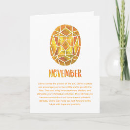 November Birthstone Citrine Birthday Watercolor Karte