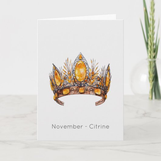 November Birthstone Citrine Crown Geburtstagkarte Karte (Vorderseite)