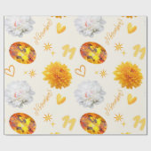 November Birthstone & Flower | Citrine & Chrysanth Geschenkpapier (Flach)