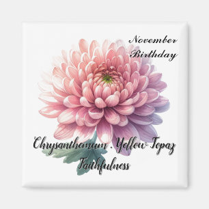 November Birthstone Topaz Chrysanthemum Blume Magnet
