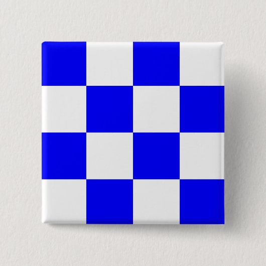 NOVEMBER Blue White Checked Square Button (Vorderseite)