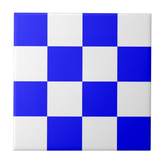 NOVEMBER Blue White Checked Square Fliese (Vorderseite)