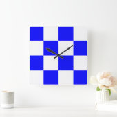 NOVEMBER Blue White Checked Square Quadratische Wanduhr (Zuhause)