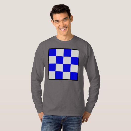 NOVEMBER Blue White Checked Square T-Shirt (Vorne ganz)