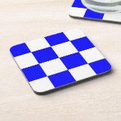 NOVEMBER Blue White Checked Square Untersetzer (Linke Seite)
