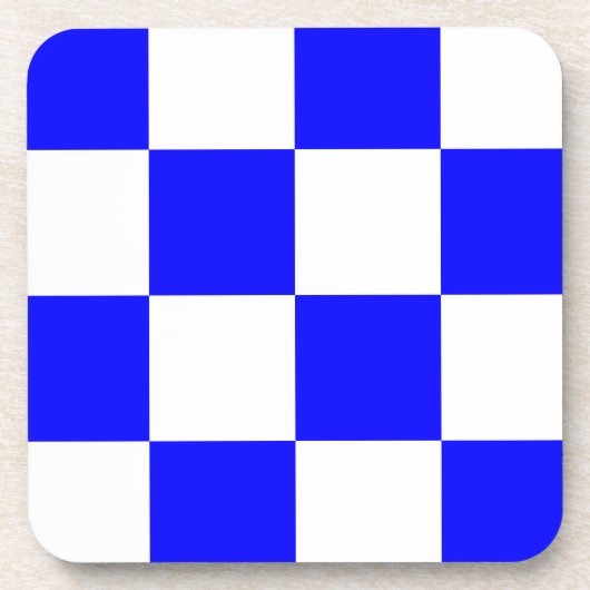NOVEMBER Blue White Checked Square Untersetzer (Vorderseite)
