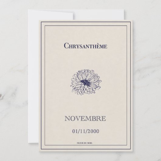 November-Blütenkarte, Chrysanthemen Feiertagskarte (Vorderseite)