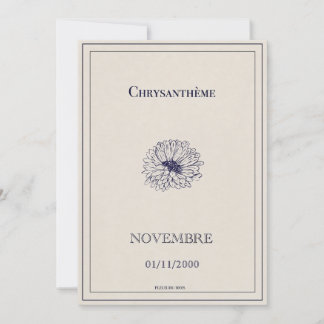 November-Blütenkarte, Chrysanthemen Feiertagskarte
