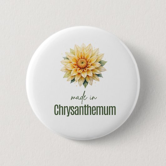 November Chrysanthem  Birth Flower Flat Thank You  Button (Vorderseite)