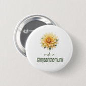 November Chrysanthem Birth Flower Flat Thank You Button (Vorne & Hinten)