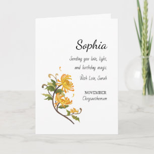 November-Chrysantheme Personalisierter Geburtstag Karte