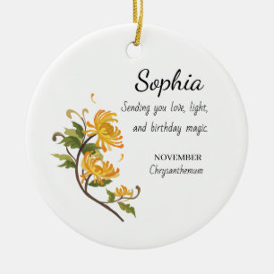 November-Chrysantheme Personalisierter Geburtstag Keramik Ornament
