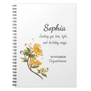 November-Chrysantheme Personalisierter Geburtstag Notizblock