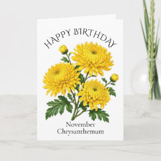 November-Chrysanthemen-Geburtstag Karte