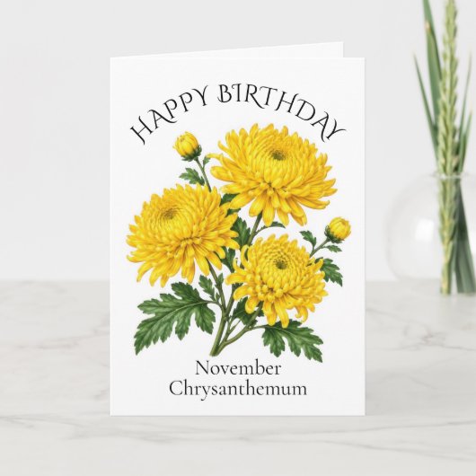 November-Chrysanthemen-Geburtstag Karte (Vorderseite)