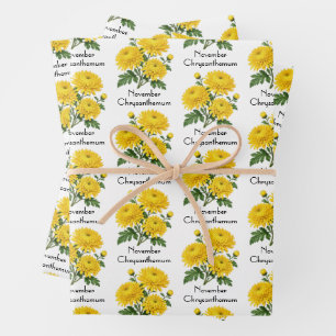 November-Chrysanthemenblüten Geschenkpapier Set