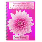 November Chrysanthemum Birth Blume Spiral Editor Notizblock (Vorderseite)