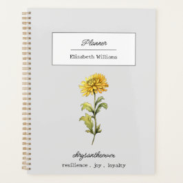 NOVEMBER CHRYSANTHEMUM GEBURTSBLUME PERSONALISIERT PLANER
