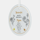 November Chrysanthemum Peony Birthday Keepake Ornament Aus Glas (Vorderseite links)
