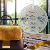 November Chrysanthemum Peony Birthday Keepake Ornament Aus Glas