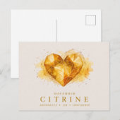 November Citrin Herz Geburtsstein Postkarte (Vorne/Hinten)