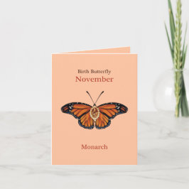 November Citrine Gemstone Monarch Butterfly Design Karte
