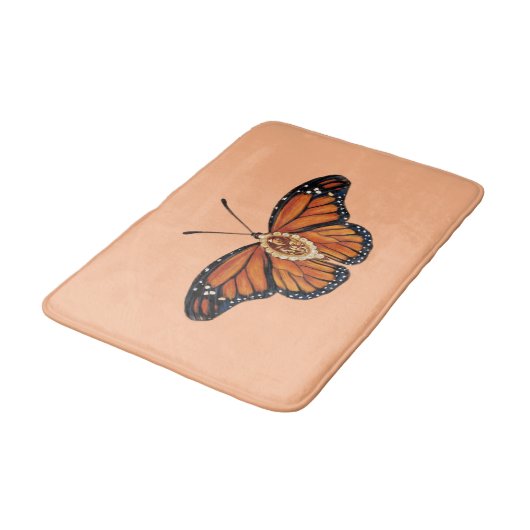 November Citrine Monarch Butterfly Design Badematte (Schrägansicht)