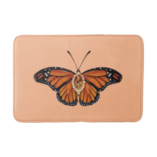 November Citrine Monarch Butterfly Design Badematte (Vorderseite)