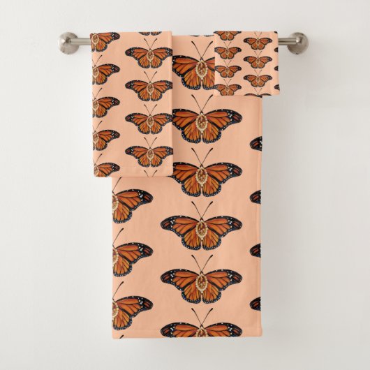 November Citrine Monarch Butterfly Design Badhandtuch Set (Insitu)