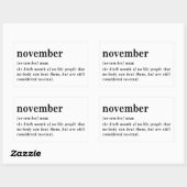 November Definition Geburtstag Rechteckiger Aufkleber (Blatt)