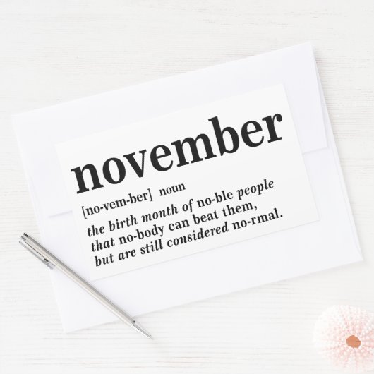 November - Definition Rechteckiger Aufkleber (Umschlag)