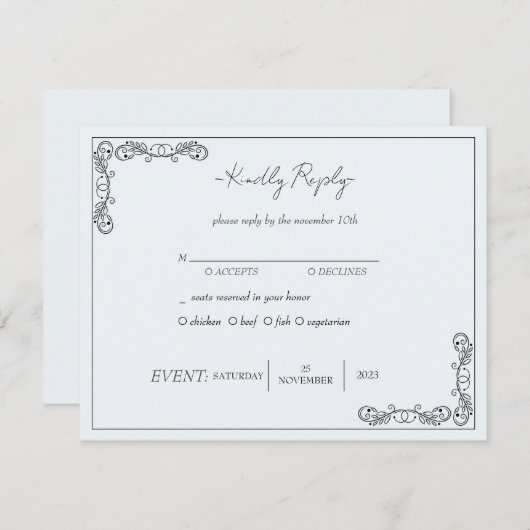 "November Elegance" Anpassbare Hochzeitsszenario R Einladung (Vorne/Hinten)