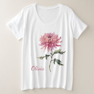 November Geburt Blume Geschenke Chrysanthemum Blum Große Größe T-Shirt