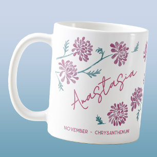 November-Geburtsblume Benutzerdefinierter Name Chr Kaffeetasse