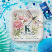 November-Geburtsblume Chrysantheme & Libelle Pappteller (Party)