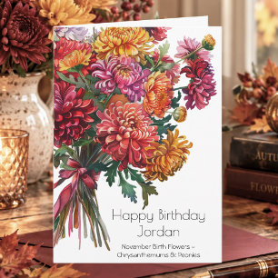 November-Geburtsblume Chrysanthemen Geburtstag Karte