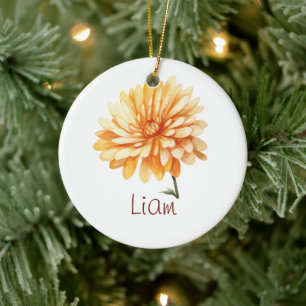 NOVEMBER Geburtsblume Gelbe Chrysantheme Blume Keramik Ornament