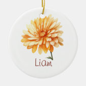 NOVEMBER Geburtsblume Gelbe Chrysantheme Blume Keramik Ornament (Vorne)