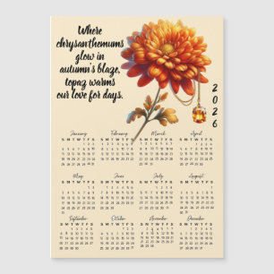 November-Geburtsblumen- und Steinkalender Magnetkarte