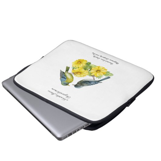 November Geburtsmonat Blume Chrysanthemum Birds Laptopschutzhülle (Vorne Knopf)
