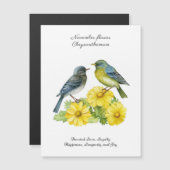 November Geburtsmonat Blume Chrysanthemum Birds Magnetkarte (Vorne/Hinten)
