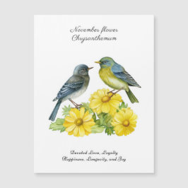November Geburtsmonat Blume Chrysanthemum Birds Magnetkarte